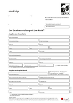 Anmeldung Live-Musik / Musikfolge